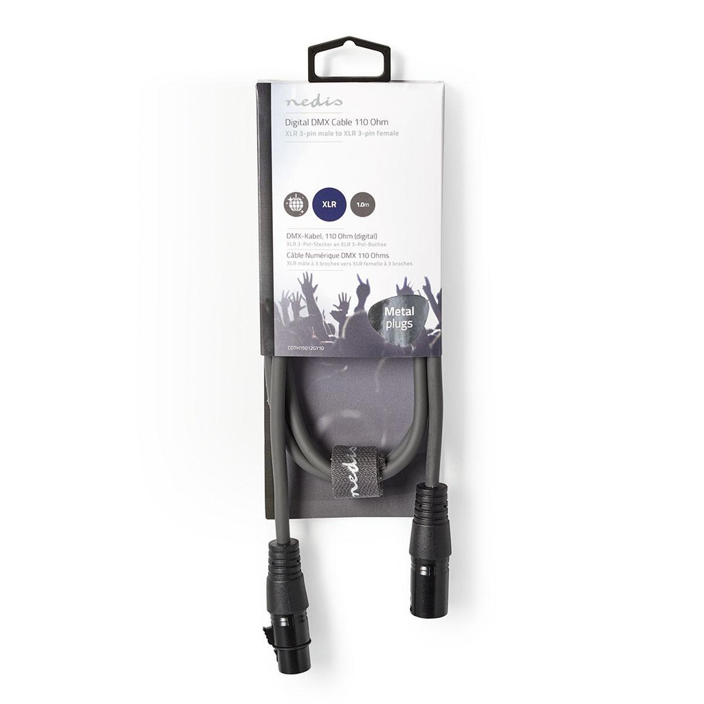 Nedis COTH15012GY10 DMX-Adapterkabel XLR 3-Pins - XLR 3-Pins Vrouwelijk 1m Grijs