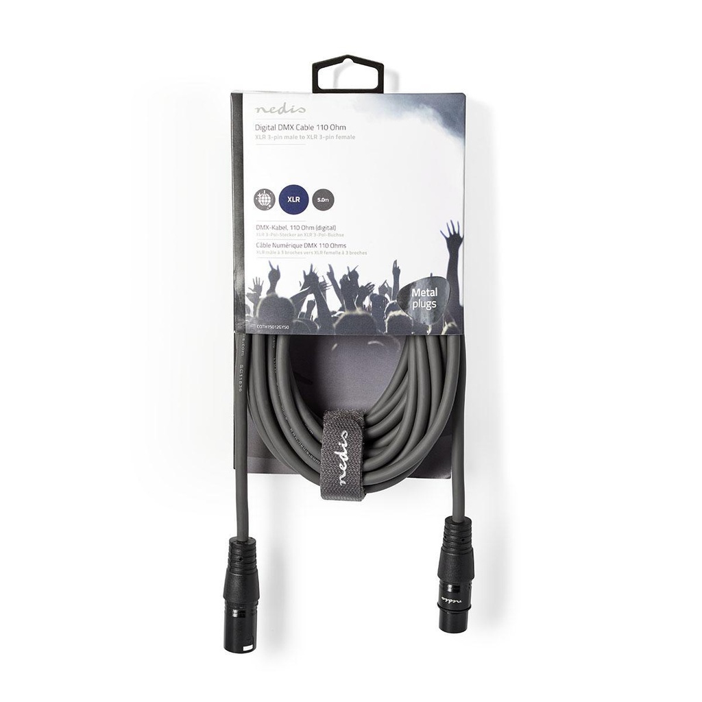 Nedis COTH15012GY50 DMX-Adapterkabel XLR 3-Pins - XLR 3-Pins Vrouwelijk 5m Grijs 