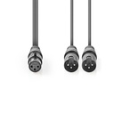 Nedis COTH15025GY15 Gebalanceerde Audiokabel XLR 3-Pins - 2x XLR 3-Pins Vrouwelijk 1.5m Grijs