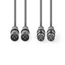 Nedis COTH15030GY30 Gebalanceerde Audiokabel 2x XLR 3-Pins Male - 2x XLR 3-Pins Vrouwelijk 3m Grijs 