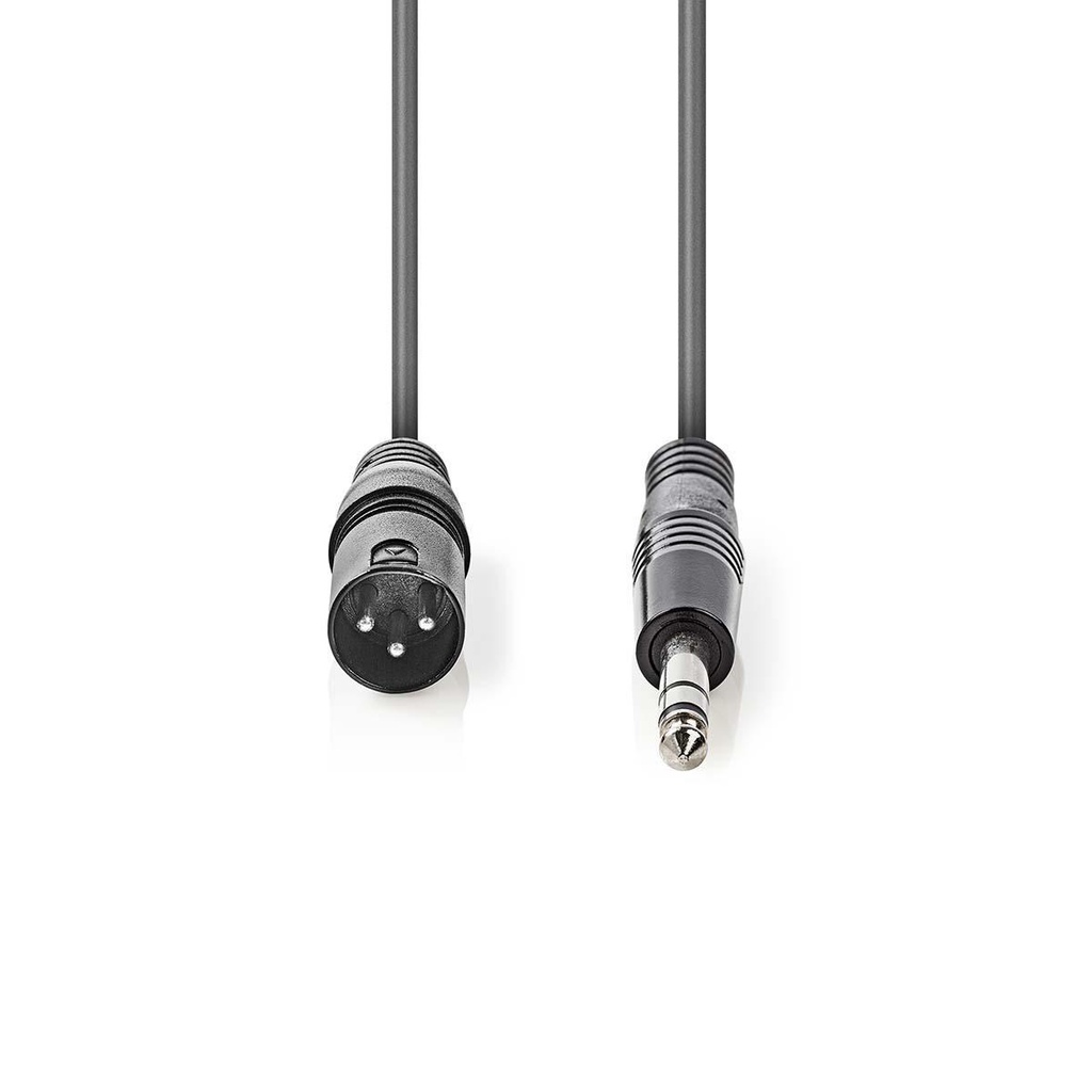 Nedis COTH15110GY15 Gebalanceerde Audiokabel XLR 3-Pins Vrouwelijk - 6,35 mm Jack 1.5m Grijs 