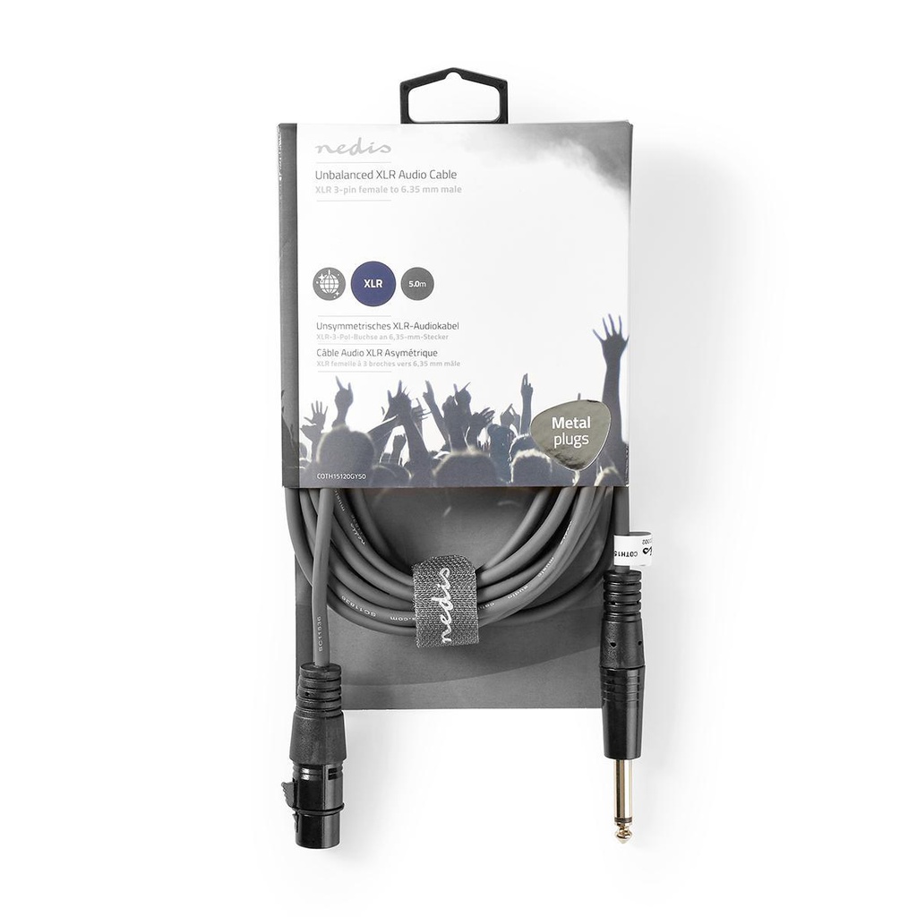 Nedis COTH15120GY50 Ongebalanceerde Audiokabel XLR 3-Pins Vrouwelijk - 6,35 mm 5m Grijs 