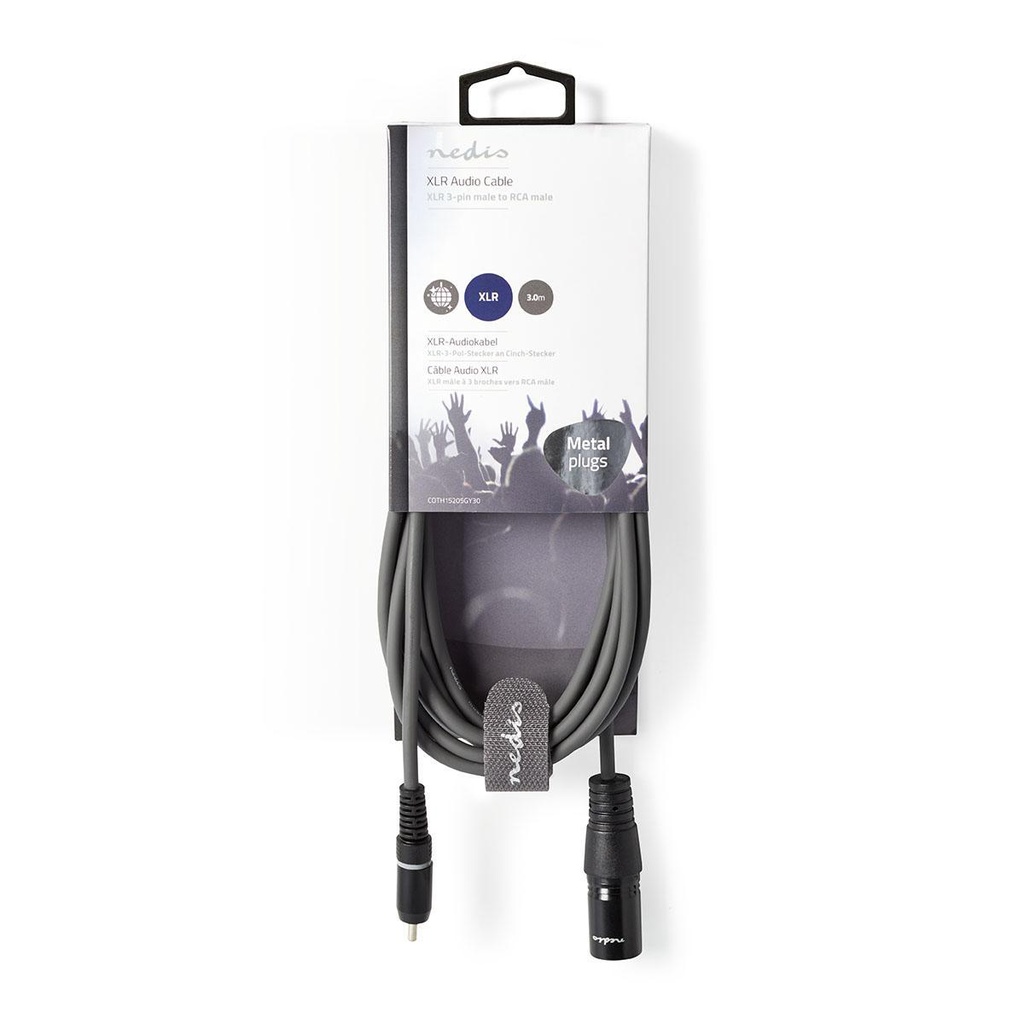 Nedis COTH15205GY30 Ongebalanceerde Audiokabel XLR 3-Pins - RCA Vernikkeld 3m Grijs