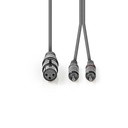 Nedis COTH15220GY15 Gebalanceerde Audiokabel XLR 3-Pins Vrouwelijk - 2x RCA 1.5m Grijs 