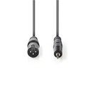 Nedis COTH15300GY15 Gebalanceerde Audiokabel XLR 3-Pins - 3,5 mm Jack 1.5m Grijs 