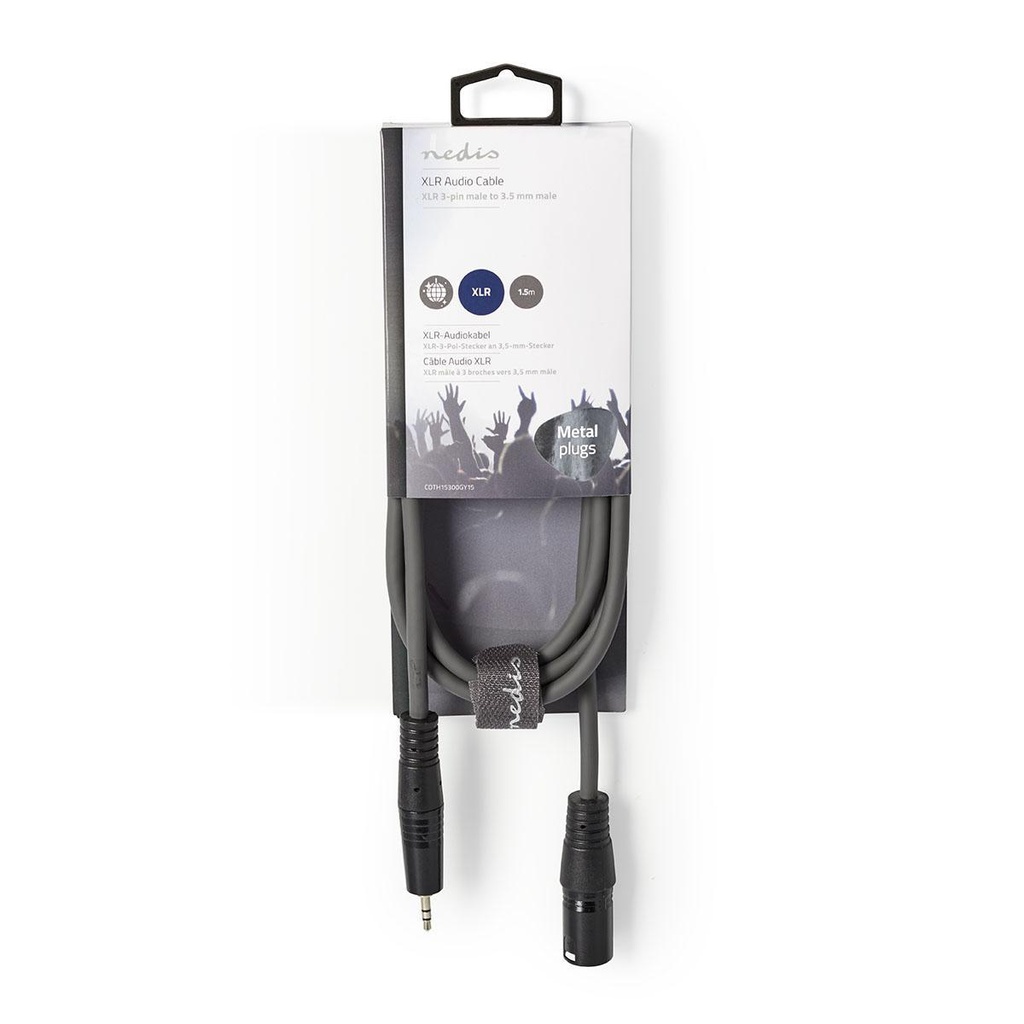 Nedis COTH15300GY15 Gebalanceerde Audiokabel XLR 3-Pins - 3,5 mm Jack 1.5m Grijs 