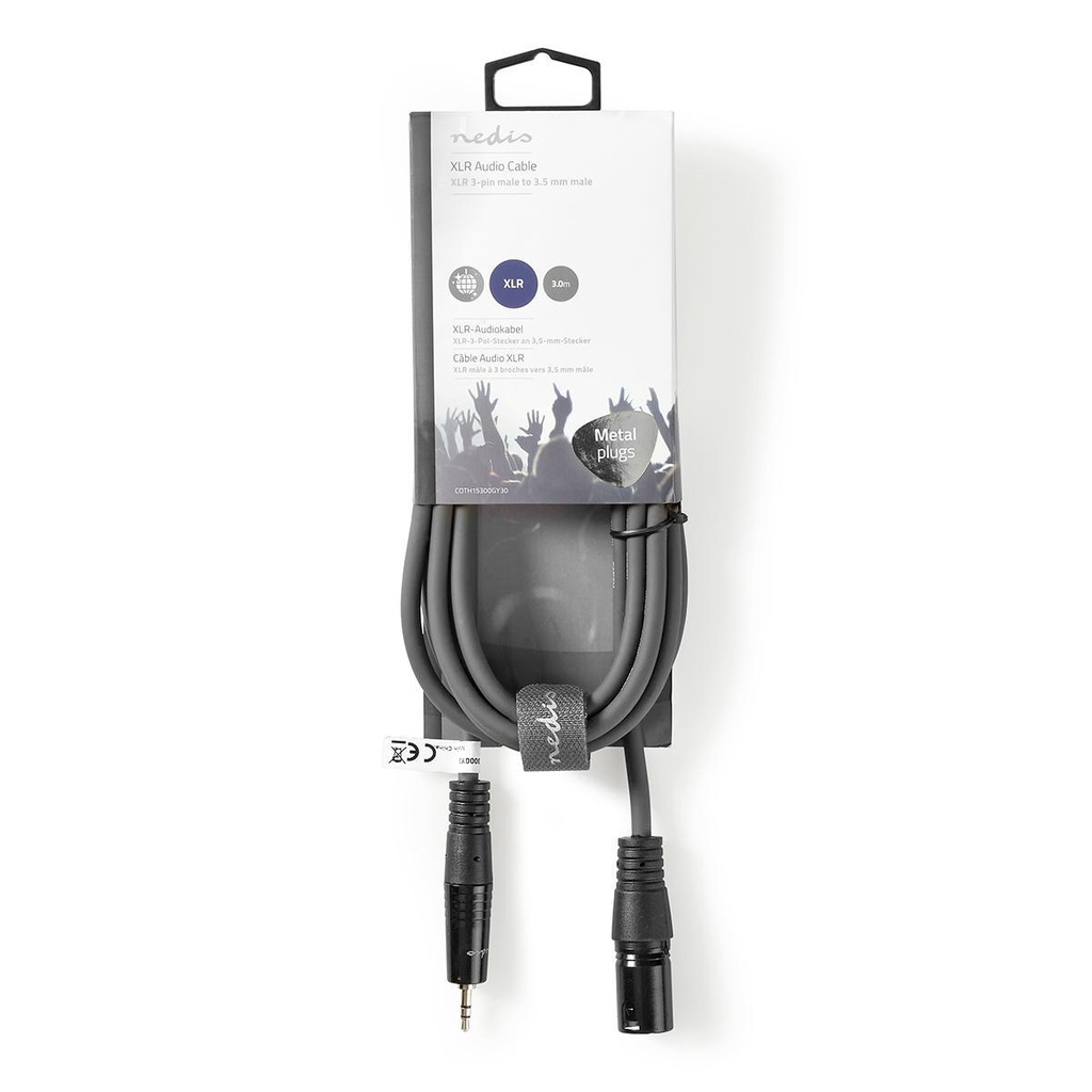 Nedis COTH15300GY30 Gebalanceerde Audiokabel XLR 3-Pins - 3,5 mm Jack 3m Grijs 