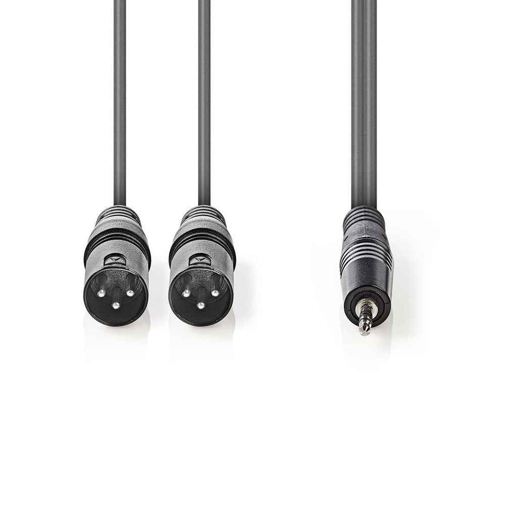 Nedis COTH15310GY15 Gebalanceerde Audiokabel 2x XLR 3-Pins - 3,5 mm Jack 1.5m Grijs 
