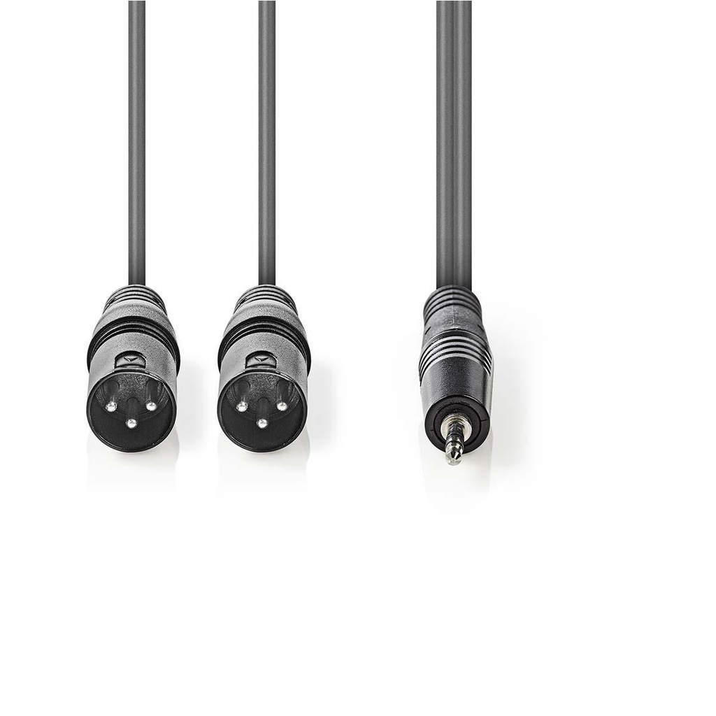 Nedis COTH15310GY30 Gebalanceerde Audiokabel 2x XLR 3-Pins - 3,5 mm jack 3m Grijs