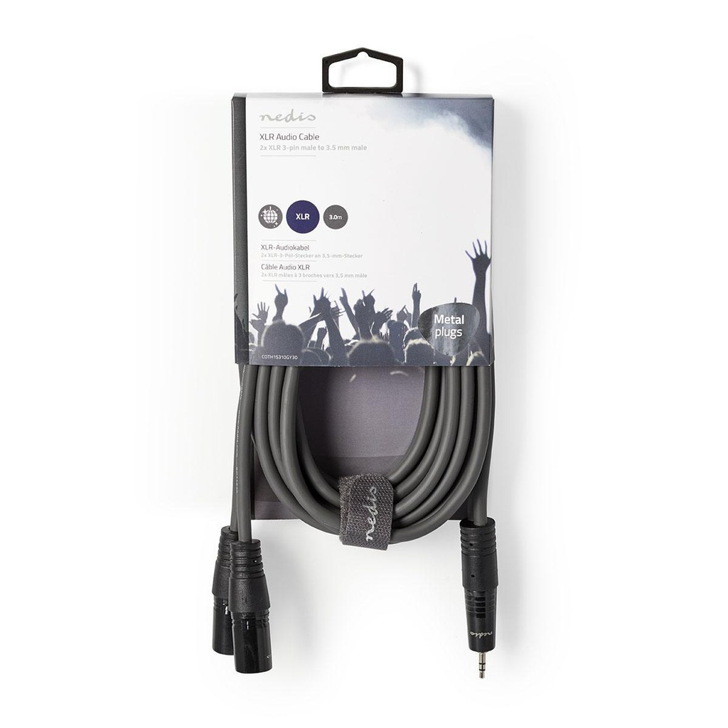 Nedis COTH15310GY30 Gebalanceerde Audiokabel 2x XLR 3-Pins - 3,5 mm jack 3m Grijs