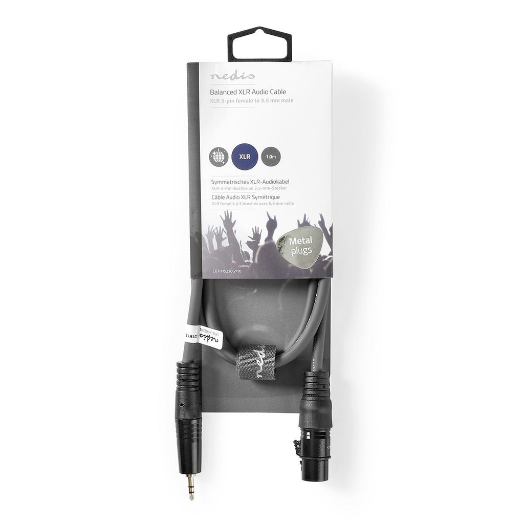 Nedis COTH15320GY10 Gebalanceerde Audiokabel XLR 3-Pins Vrouwelijk - 3,5 mm Jack 1m Grijs