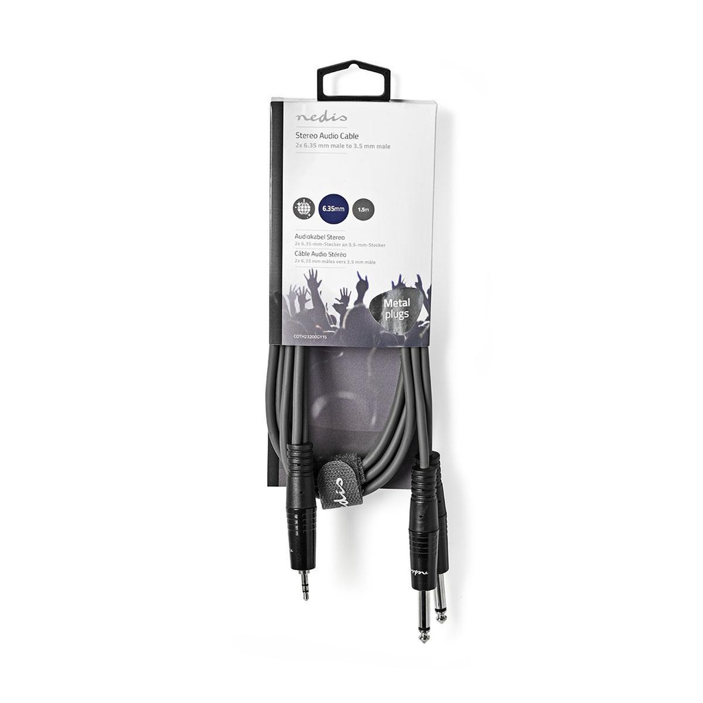 Nedis COTH23200GY15 Stereo-Audiokabel 2x 6,35 mm Jack -  3,5 mm Jack 1.5m Grijs 