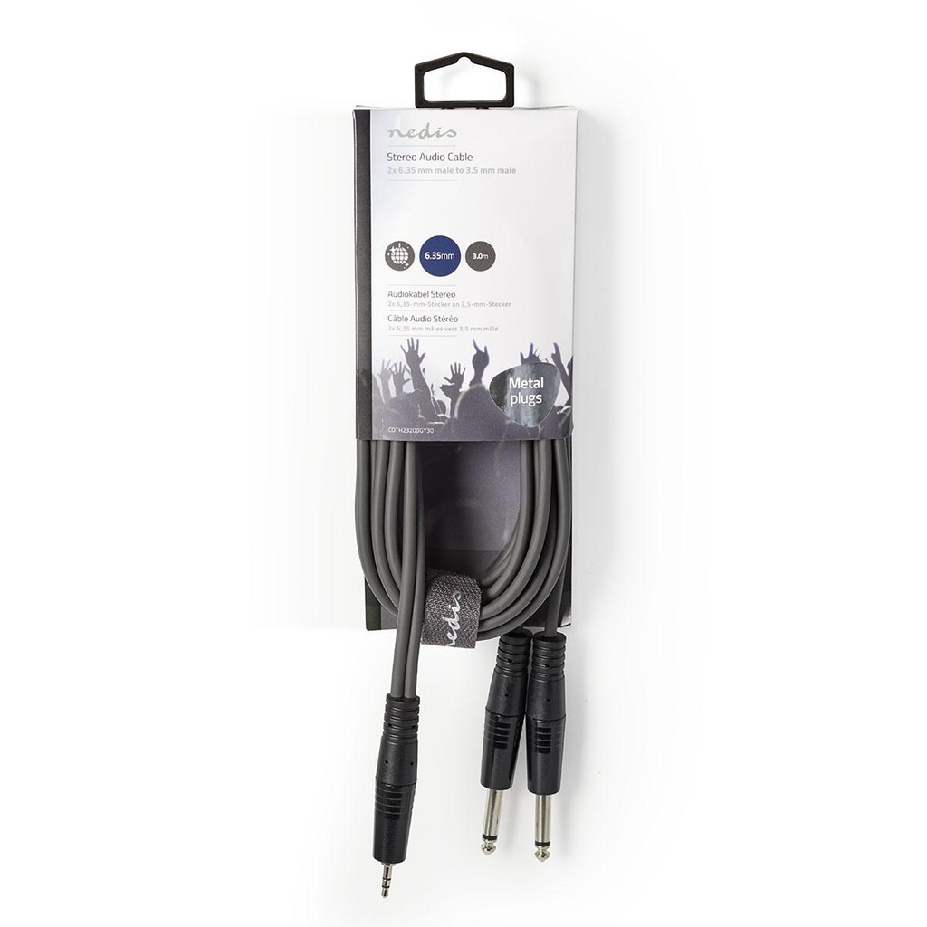 Nedis COTH23200GY30 Stereo-Audiokabel 2x 6,35 mm Jack - 3,5 mm jack 3m Grijs 