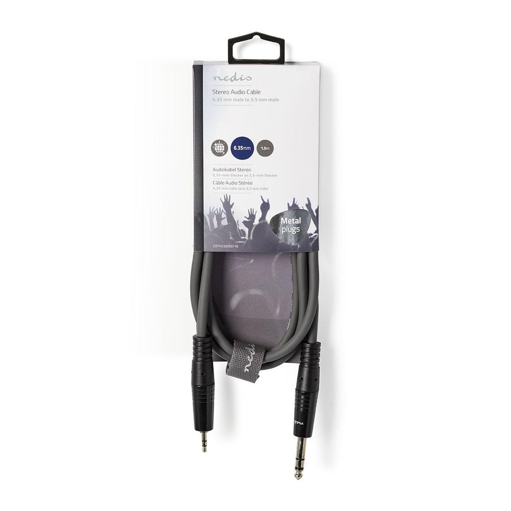Nedis COTH23205GY15 Stereo-Audiokabel 6,35 mm Jack 1.5m Grijs