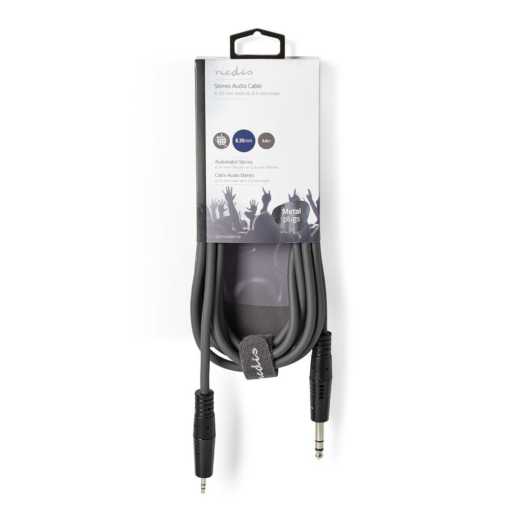 Nedis COTH23205GY30 Stereo-Audiokabel 6,35 mm Jack - 3,5 mm Jack 3m Grijs 