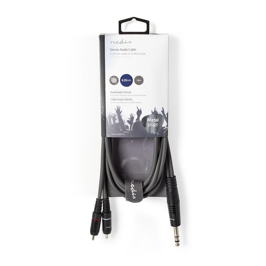 Nedis COTH23300GY15 Stereo-Audiokabel 6,35 mm Jack -  2x RCA 1.5m Grijs 