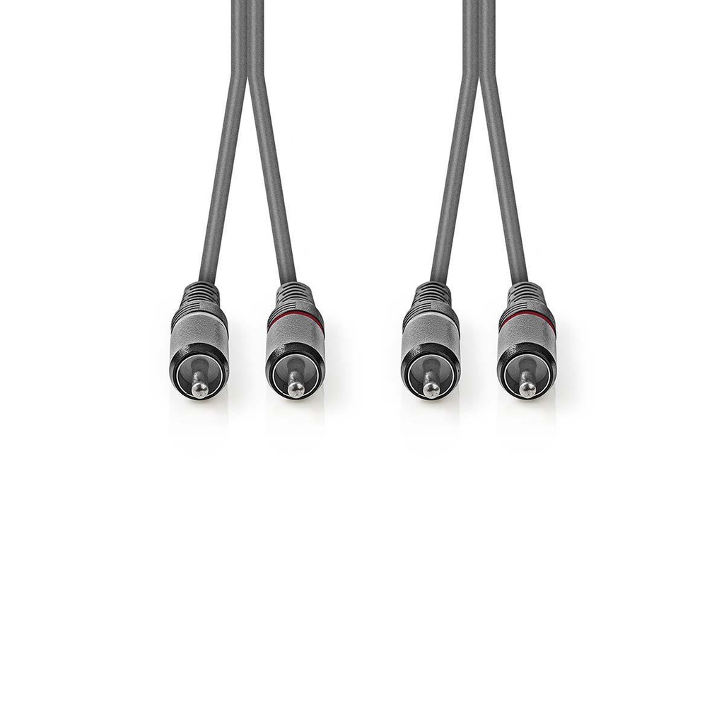 Nedis COTH24200GY50 Stereo-Audiokabel 2x RCA 5m Grijs 