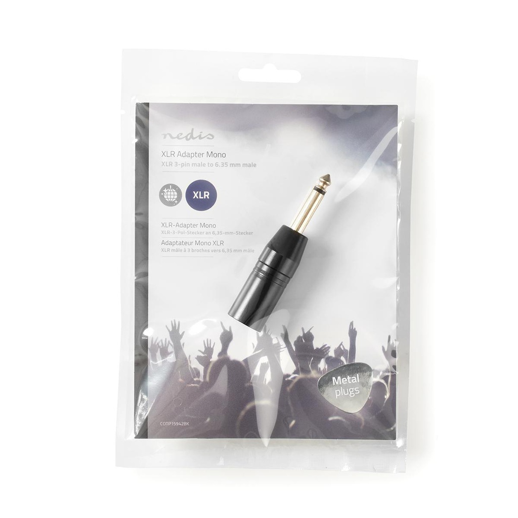 Nedis COTP15942BK XLR-Adapter XLR 3-Pins - 6,35 mm Jack Vernikkeld Zwart 