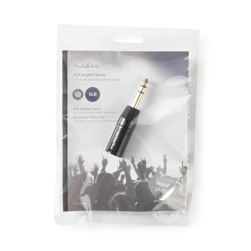 Nedis COTP15943BK XLR-Adapter XLR 3-Pins - 6,35 mm Jack Vernikkeld Zwart 