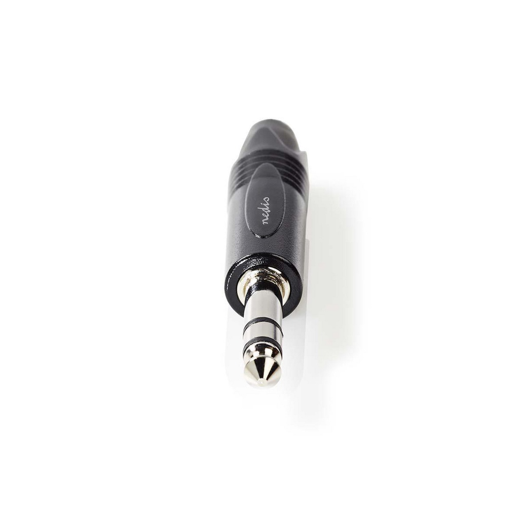 Nedis COTP23901BK 6,35 mm Audioconnector | Recht | Male | Vernikkeld | Soldeer | Diameter kabelinvoer: 6.0 mm | Aluminium | Zwart | Polybag | 1 Stuks
