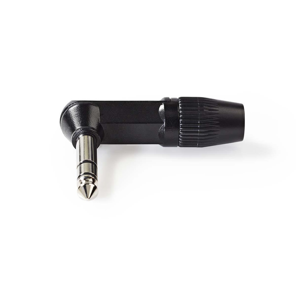 Nedis COTP23903BK 6,35 mm Audioconnector Haaks Vernikkeld 8mm Maximale diameter Zwart