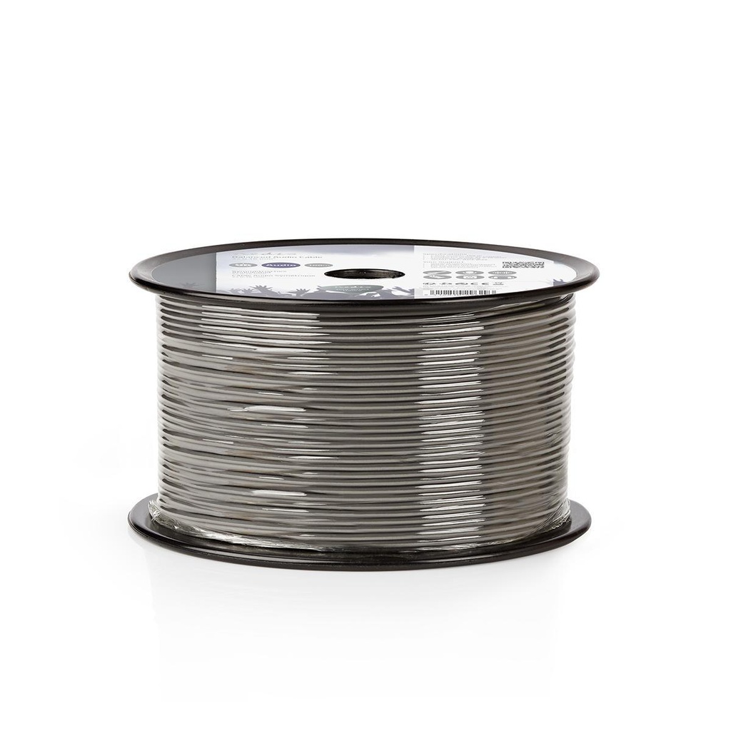 Nedis COTR15000GY100 Audiokabel | 2 x 0.16 mm² | Koper | 100.0 m | Rond | PVC | Donkergrijs | Rol
