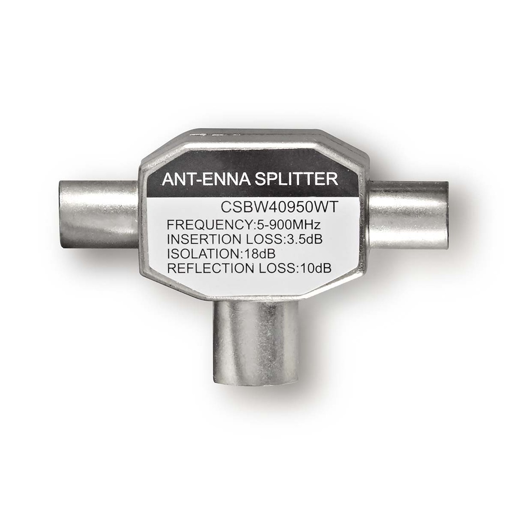 Nedis CSBW40950WT Coax-Splitter 2x Coax - Coax Vrouwelijk Vernikkeld 75Ohm