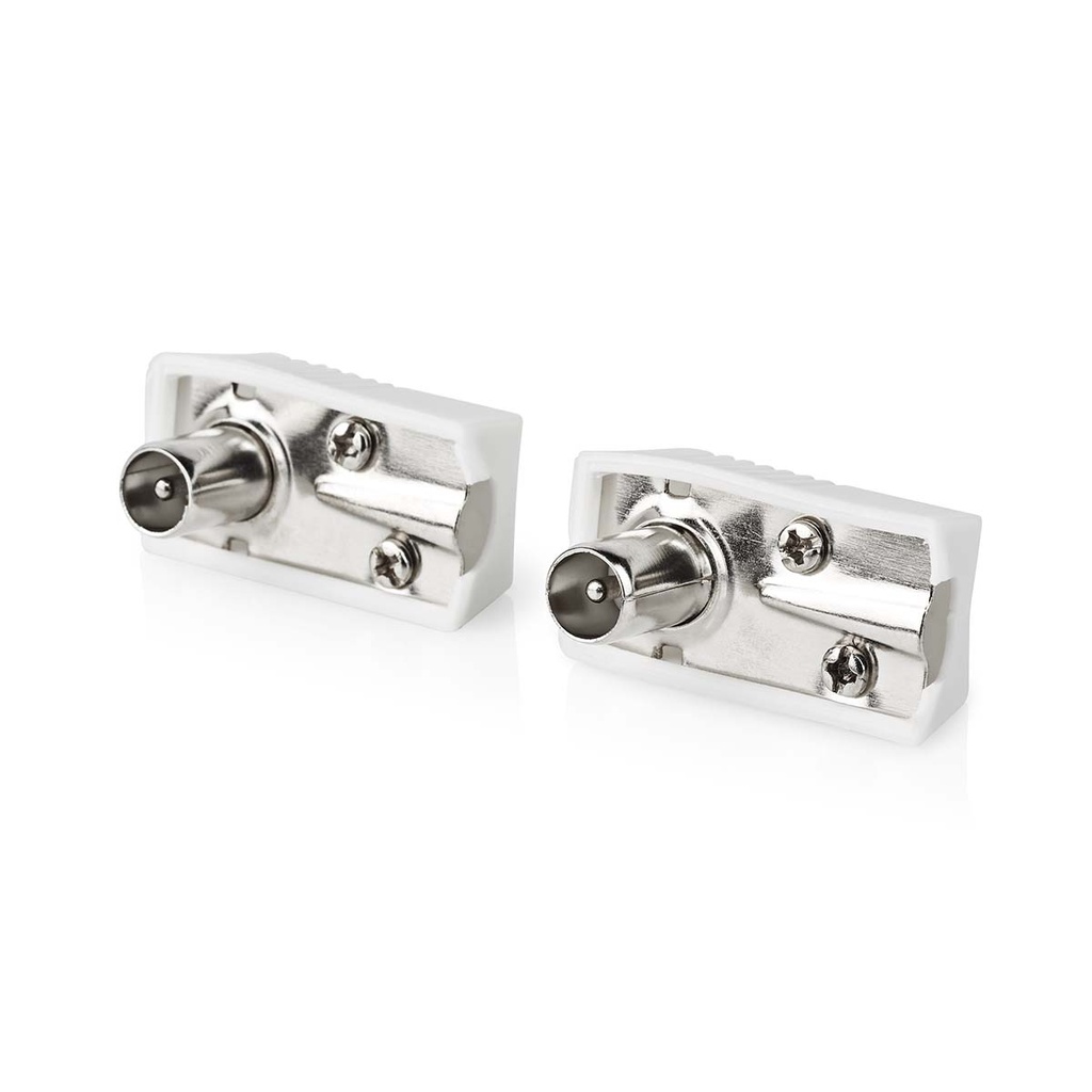 Nedis CSGB40900WT Coax Connector Haaks Vernikkeld 75 Ohm Schroef 7.0 mm Maximale diameter Wit 2 Stuks