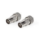 Nedis CSGB40902ME Coax Connector Vernikkeld 75 Ohm Schroef 7.0 mm Maximale diameter 2 Stuks 