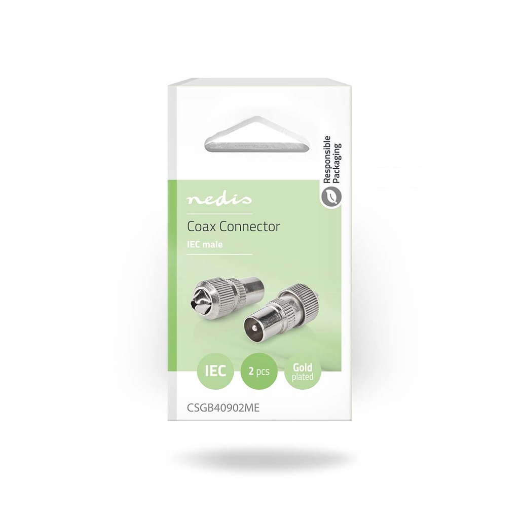 Nedis CSGB40902ME Coax Connector Vernikkeld 75 Ohm Schroef 7.0 mm Maximale diameter 2 Stuks 