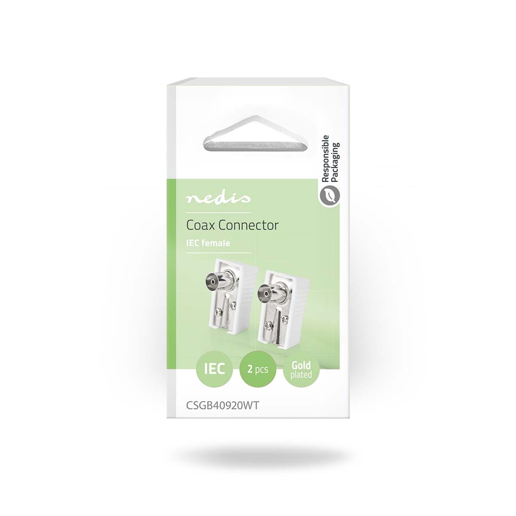Nedis CSGB40920WT Coax Connector Vernikkeld 75 Ohm Schroef 7.0 mm Maximale diameter Wit 2 Stuks