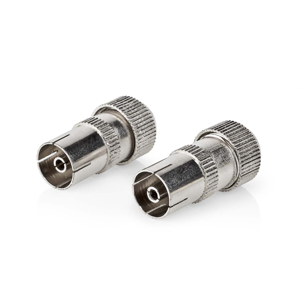 Nedis CSGB40922ME Coax Connector Vrouwelijk Vernikkeld 75Ohm Schroef 7.0 mm Maximale Diameter 2 Stuks