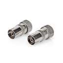 Nedis CSGB40922ME Coax Connector Vrouwelijk Vernikkeld 75Ohm Schroef 7.0 mm Maximale Diameter 2 Stuks