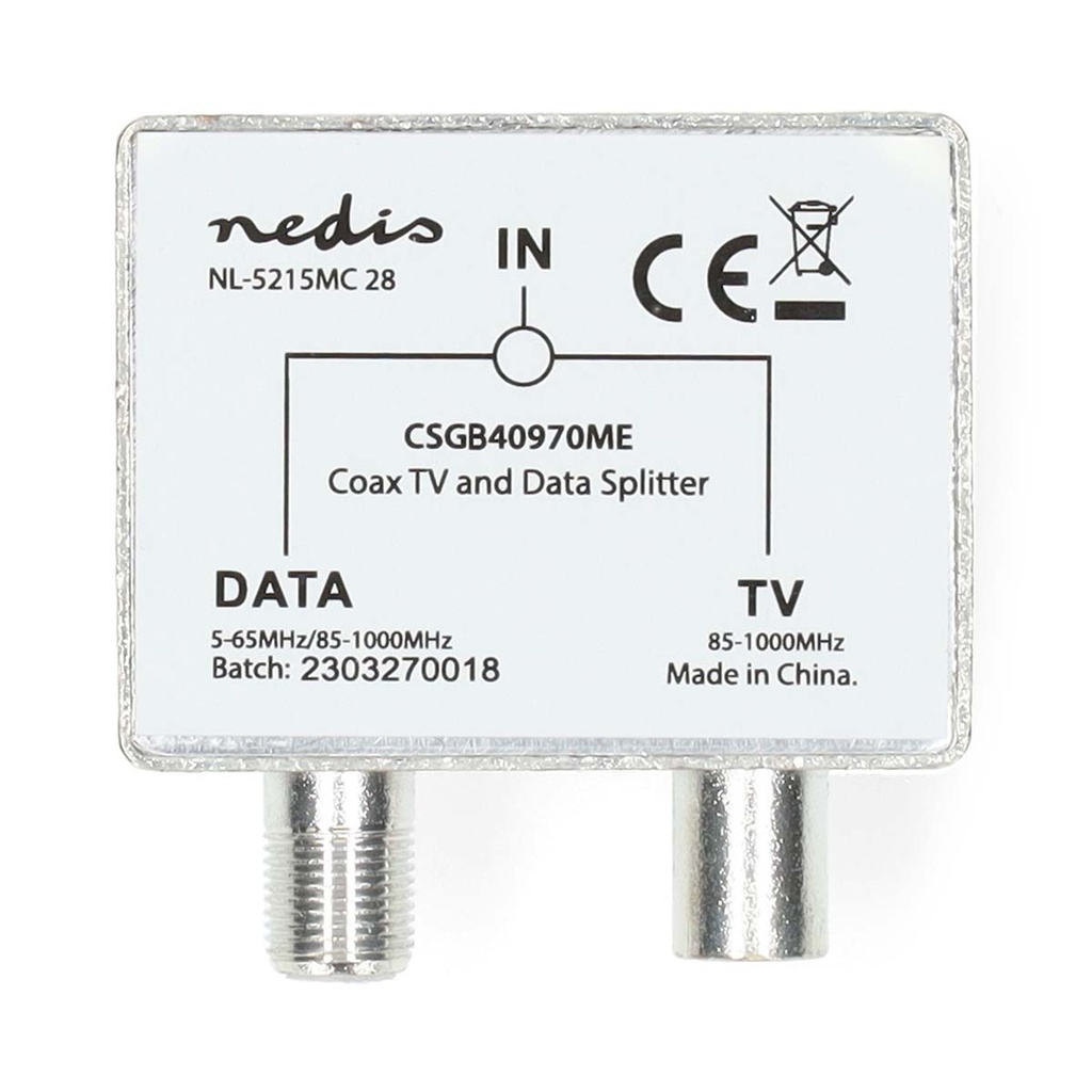 Nedis CSGB40970ME Coax-Adapter Coax - F / Coax Vernikkeld 75 Ohm Zilver 