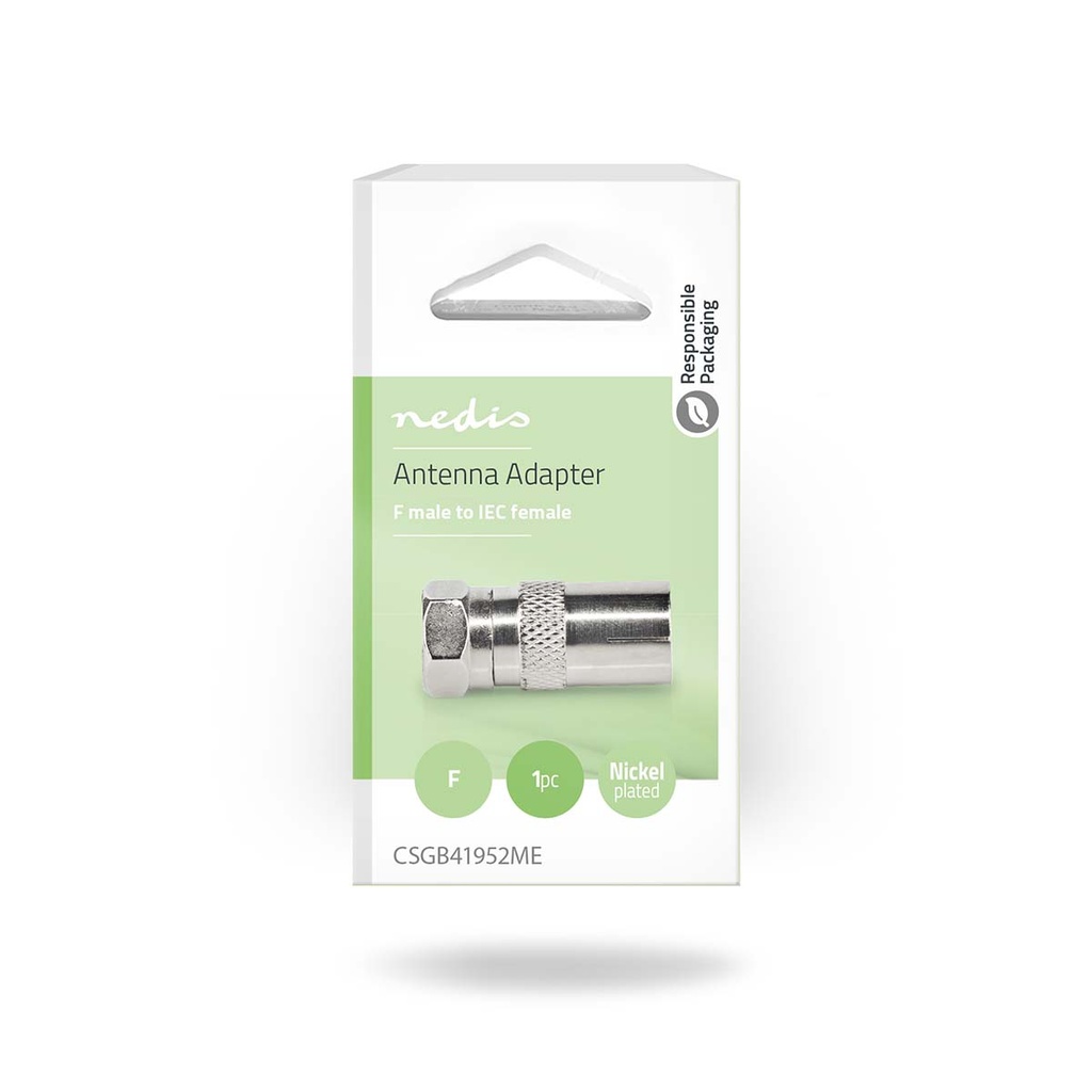 Nedis CSGB41952ME Coax-Adapter F -Coax Vernikkeld 75 Ohm Zilver 