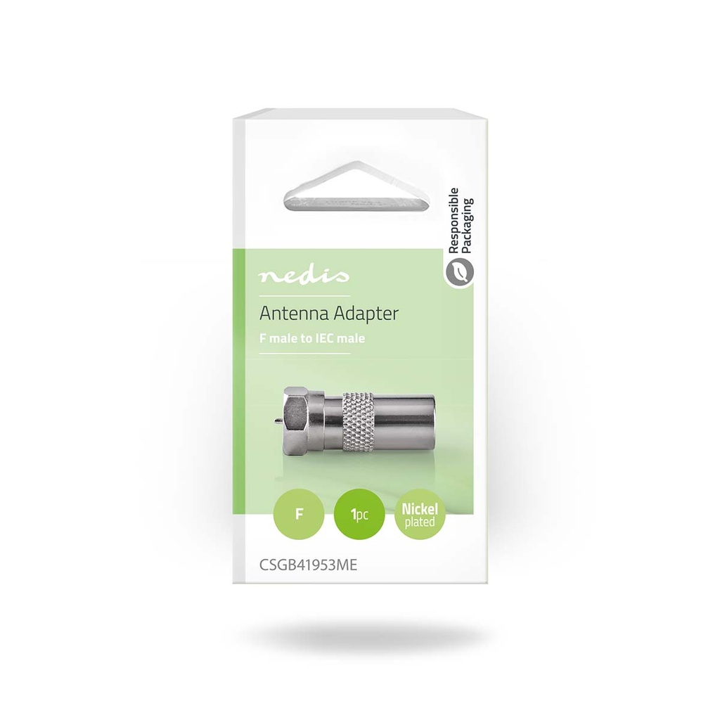 Nedis CSGB41953ME Coax-Adapter F - Coax Vernikkeld 75 Ohm Zilver 