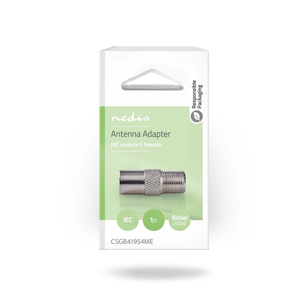 Nedis CSGB41954ME Coax-Adapter F-Coax Vernikkeld 75 Ohm Zilver 