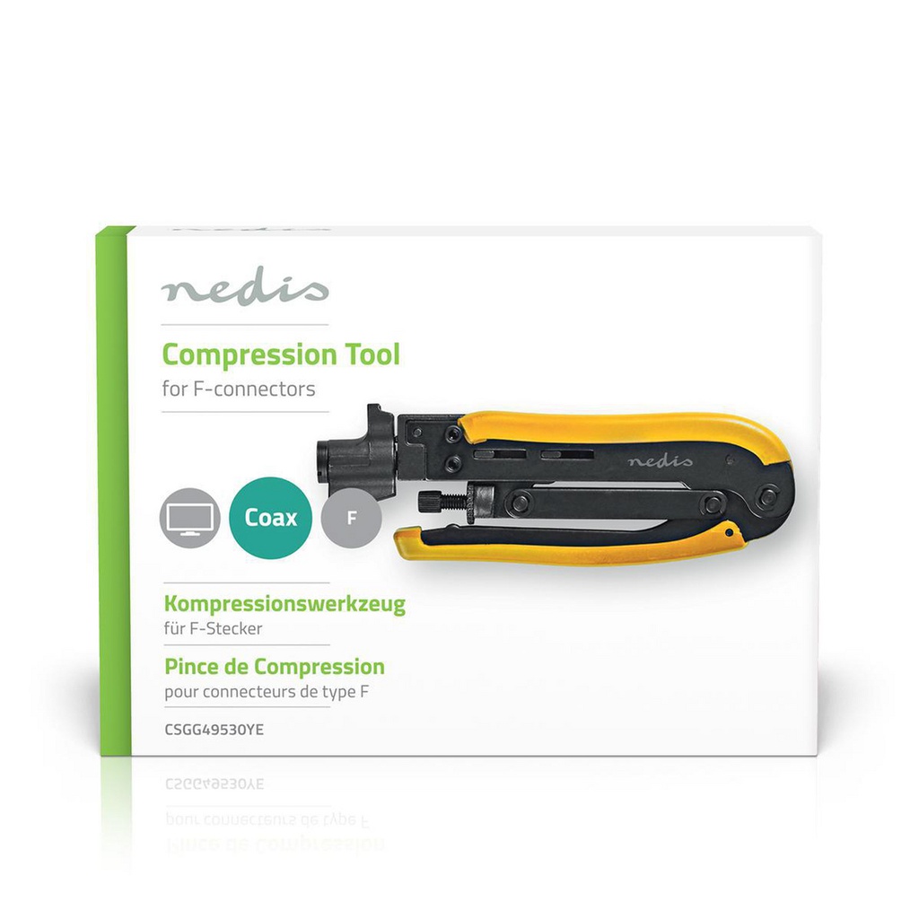 Nedis CSGG49530YE Antennekabel Krimptang F Connetors Geel / Zwart 