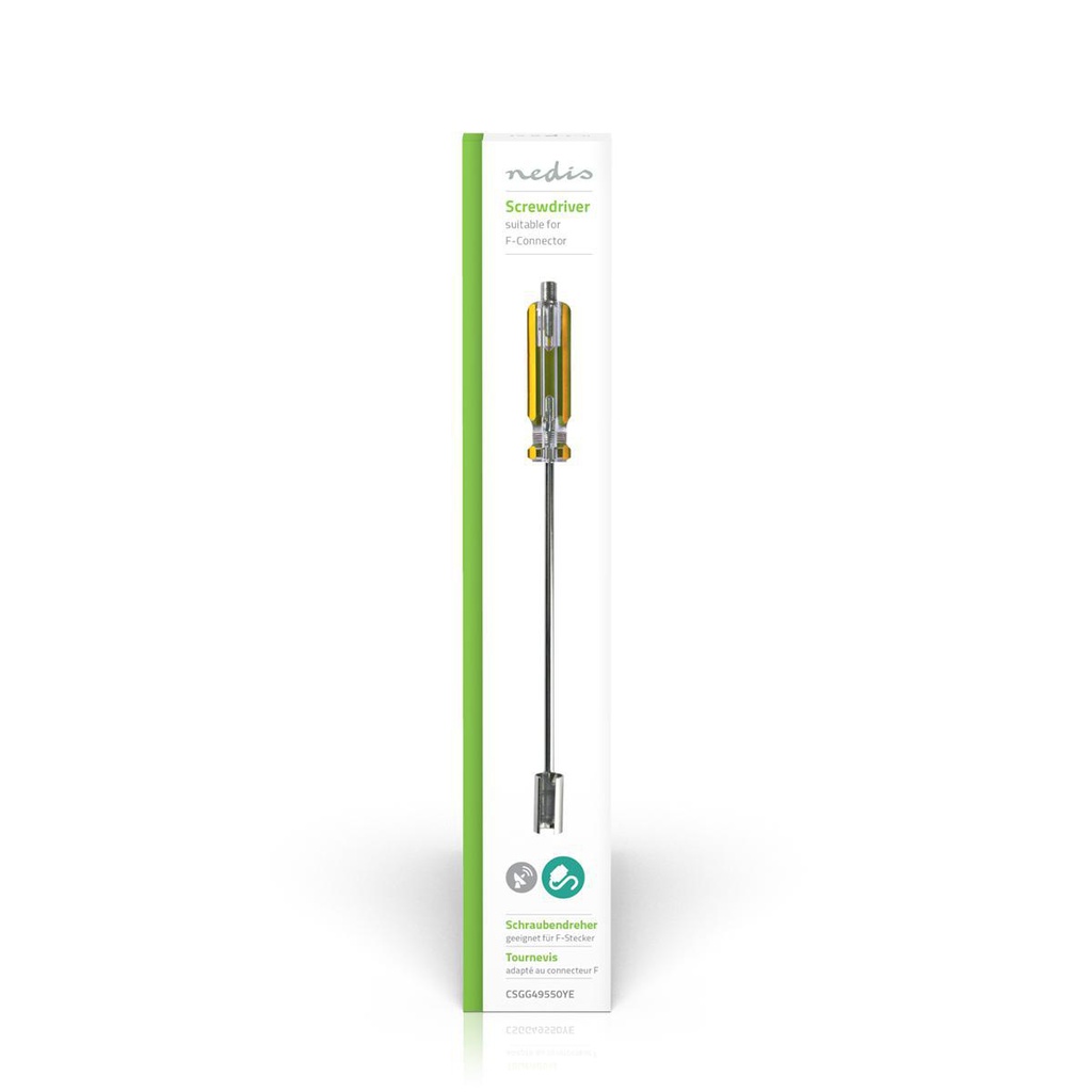 Nedis CSGG49550YE Antennekabel Schroevendraaier F Connectors Geel