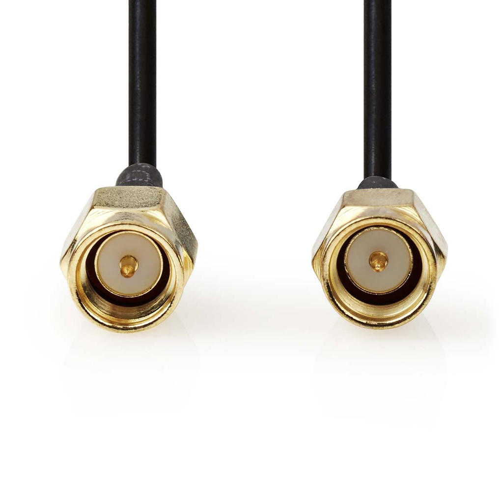 Nedis CSGL02000BK20 Antennekabel SMA Verguld 50 Ohm Enkelvoudig Afgeschermd 2m Zwart