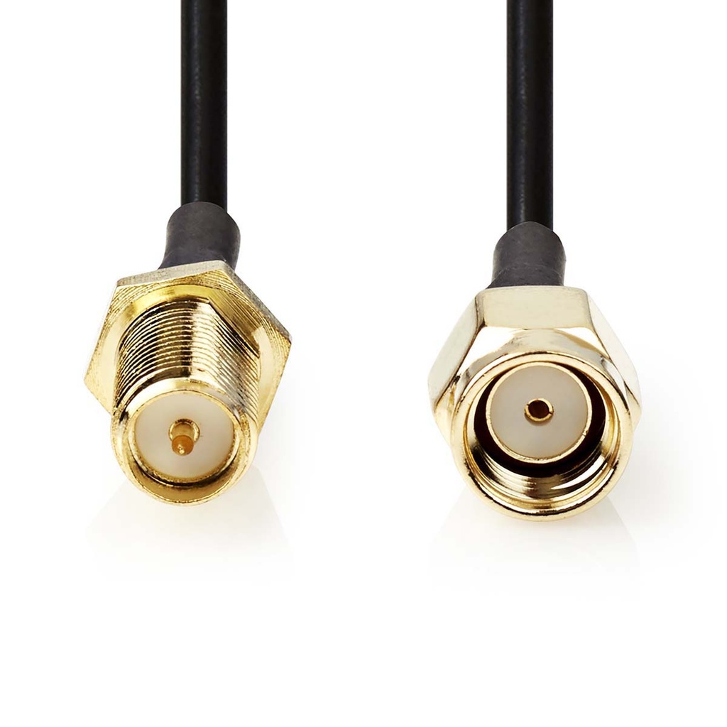 Nedis CSGL02210BK50 Antennekabel Omgekeerde polariteit SMA Verguld 50 Ohm 5m Zwart 