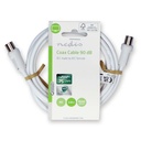 Nedis CSGL40000WT20 Coaxkabel Vernikkeld 90 dB 75 Ohm Dubbel Afgeschermd 2m Wit 