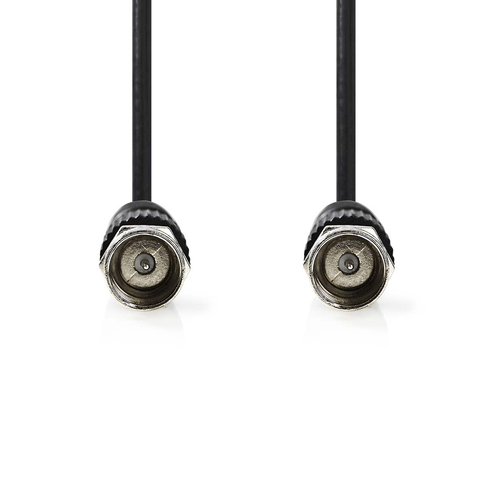 Nedis CSGL41000BK15 Satelliet- en Antennekabel | F-Male | F-Male | Vernikkeld | 75 Ohm | Dubbel Afgeschermd | 1.50 m | Rond | PVC | Zwart | Label