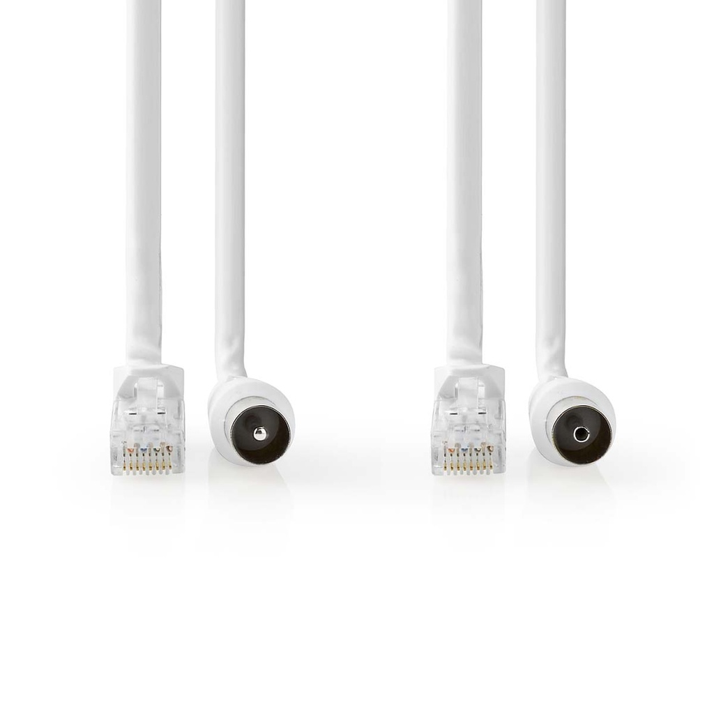 Nedis CSGL4500WT50 Coax- en CAT6-Combikabel Vernikkeld RG58 75 Ohm Dubbel Afgeschermd 5m Wit