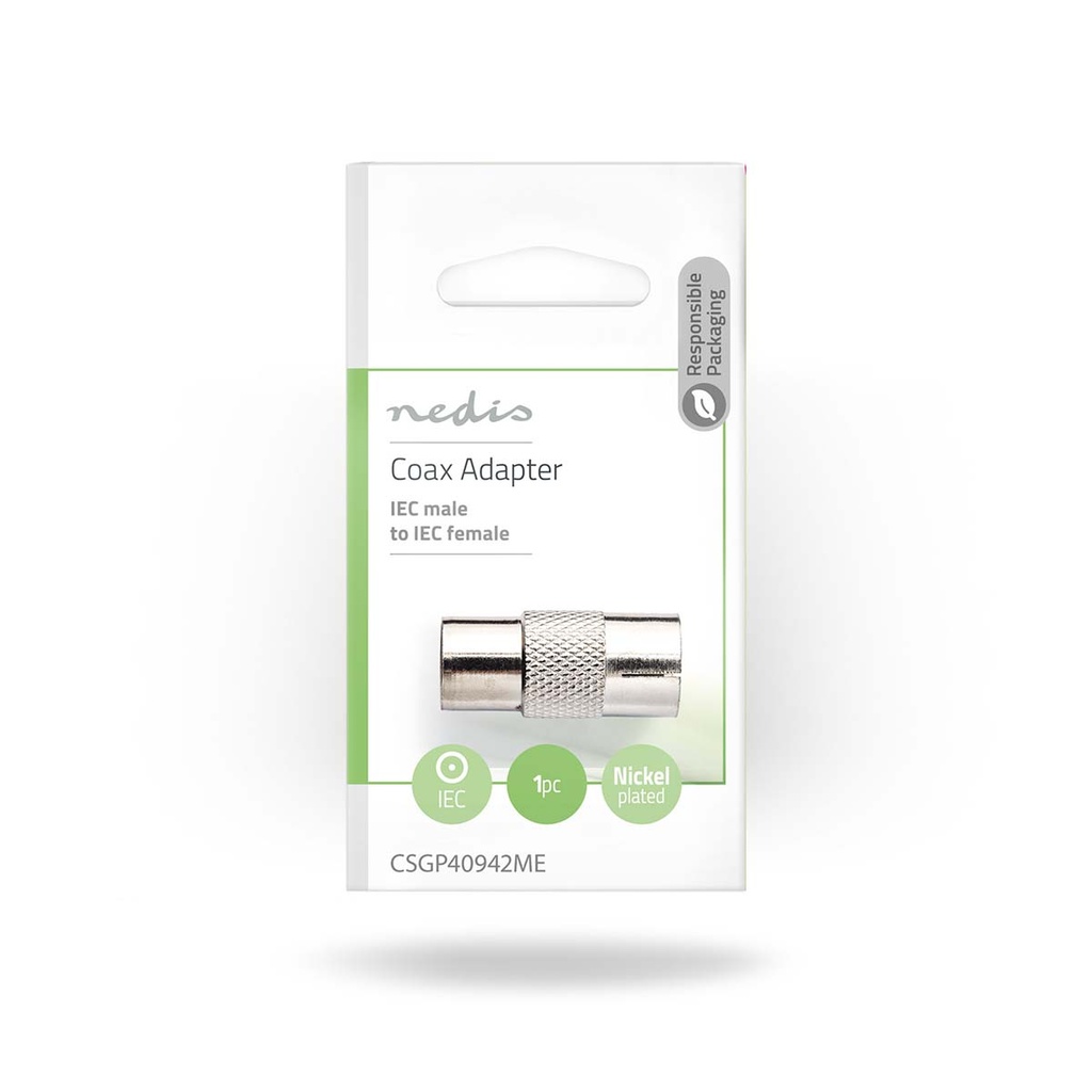Nedis CSGP40942ME Coax-Adapter Vernikkeld 75 Ohm Zilver