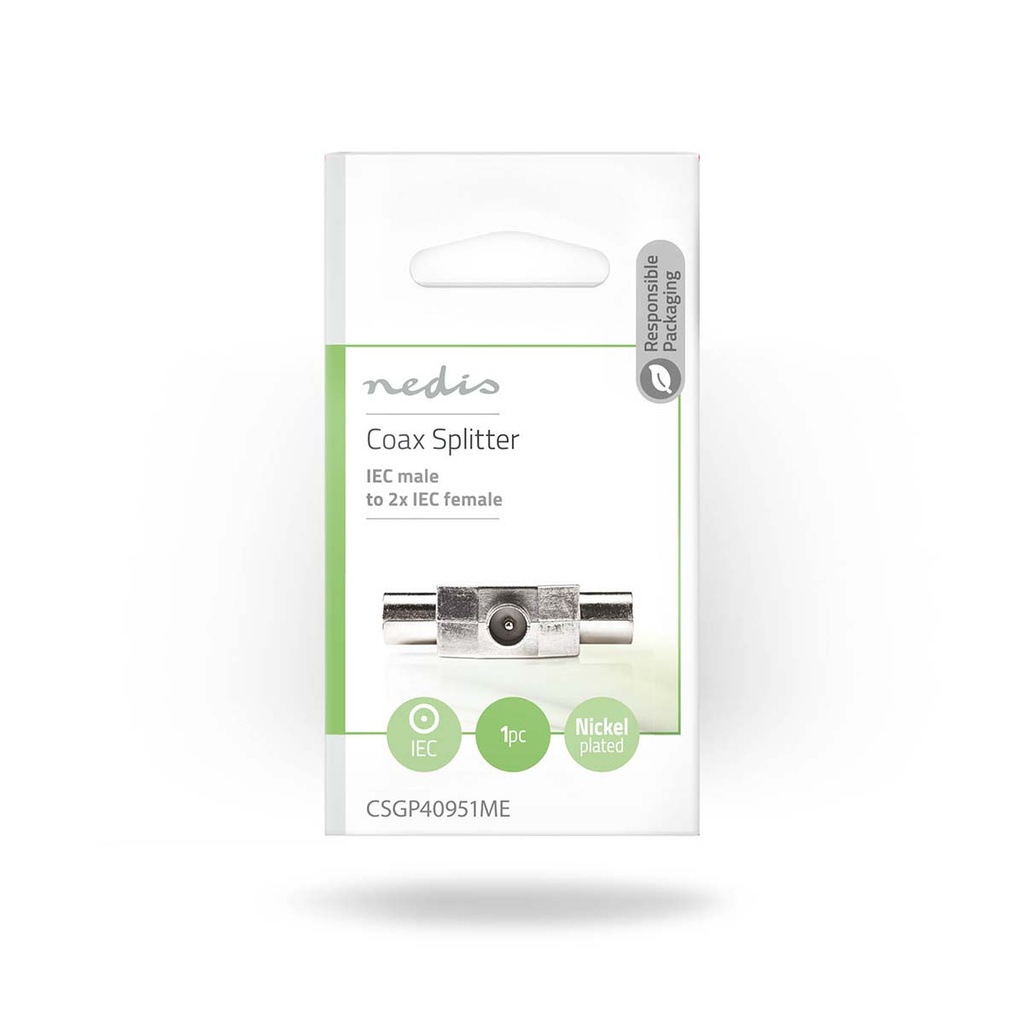 Nedis CSGP40951ME Coax-Splitter Coax - 2x Coax Vrouwelijk 75 Ohm Zilver 
