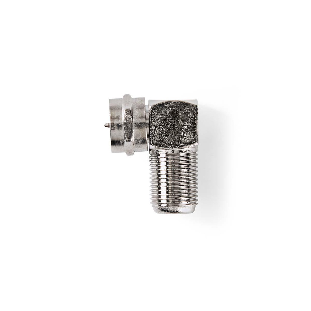 Nedis CSGP41942ME Coax-Adapter F - F Vrouwelijk Vernikkeld 75 Ohm Haaks Zilver 10 Stuks 