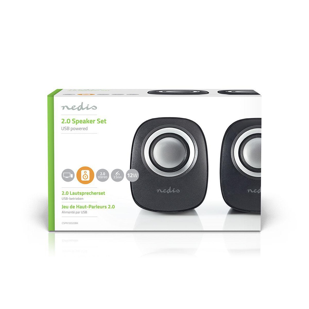 Nedis CSPR10020BK PC-Speakers 12 W 3,5 mm Jack USB Gevoed Zwart