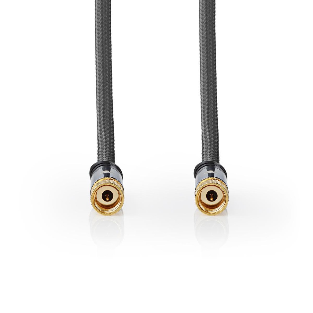 Nedis CSTB41000GY50 Coax-kabel F Verguld 75 Ohm Viervoudig Afgeschermd 5m Zwart