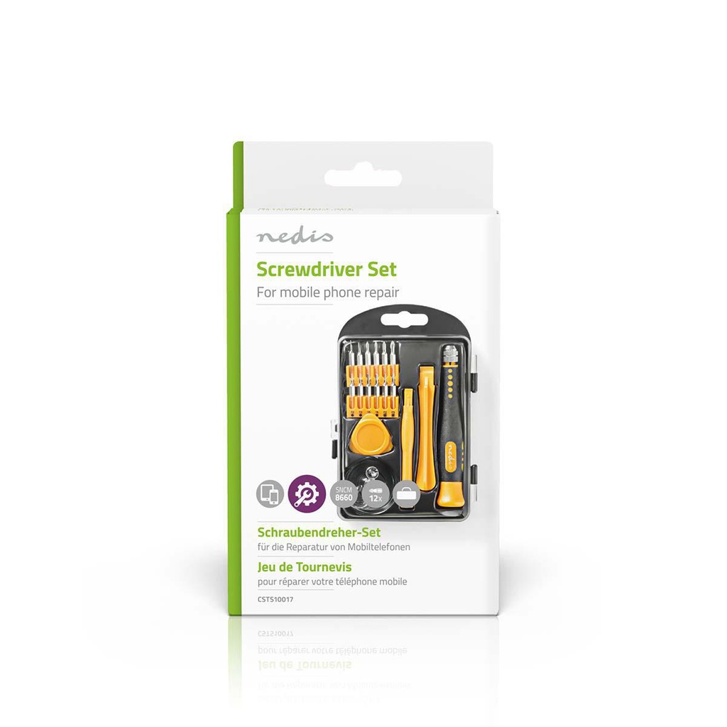 Nedis CSTS10017 Phone/Tablet/PC repair set 17-in-1 Zwart/Geel